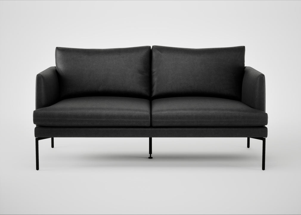 Matera 2 Seater Sofa Linea Leather Black 622 / Black