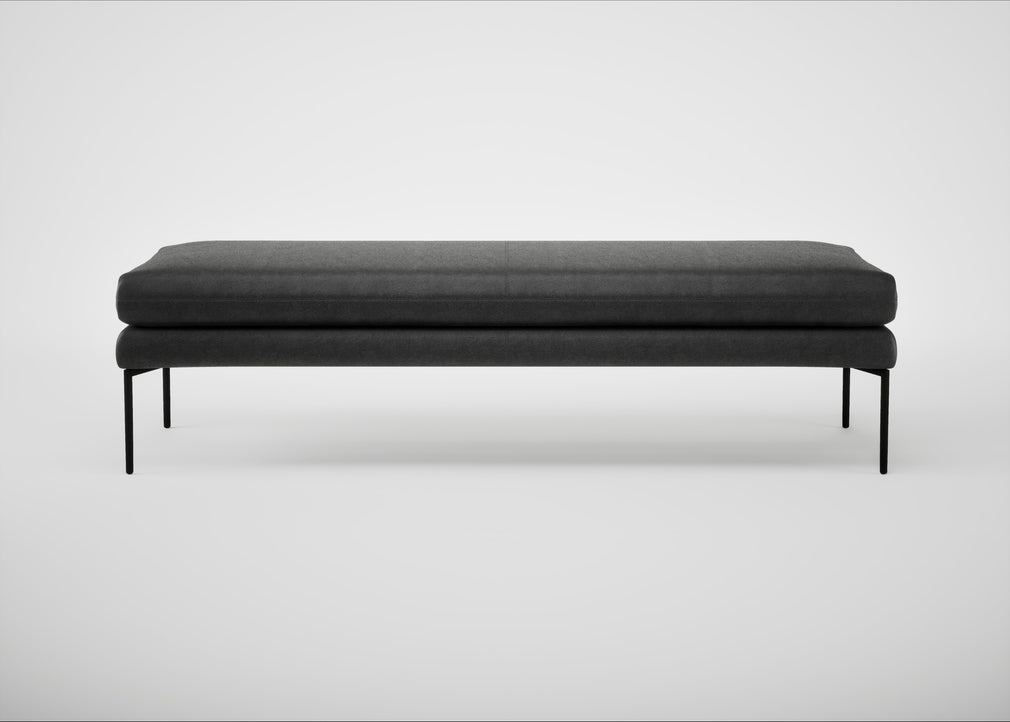 Matera Bench Linea Leather Black 622 / Black / 160cm