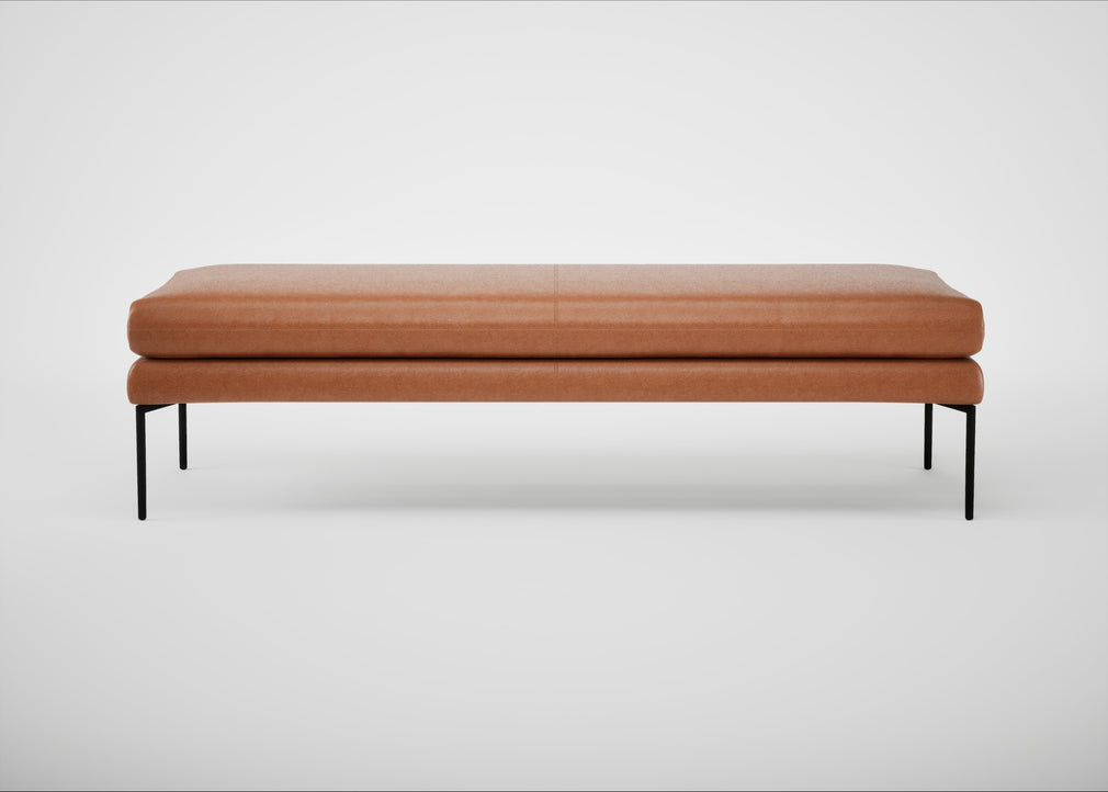 Matera Bench Linea Leather Brown 680 / Black / 160cm
