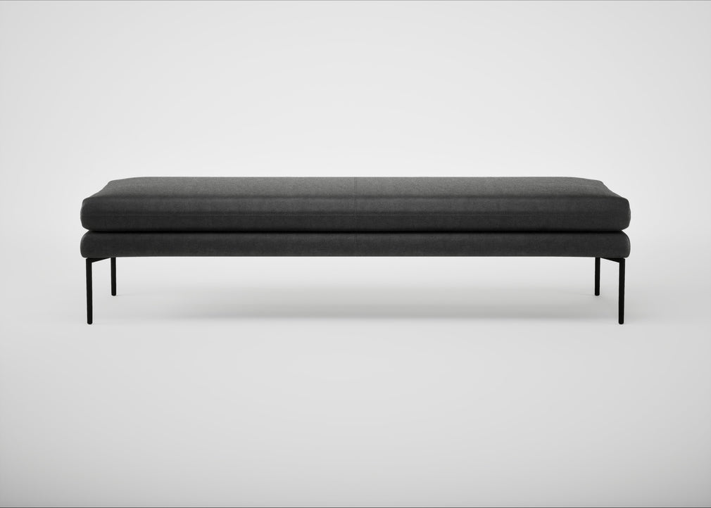 Matera Bench Linea Leather Black 622 / Black / 180cm