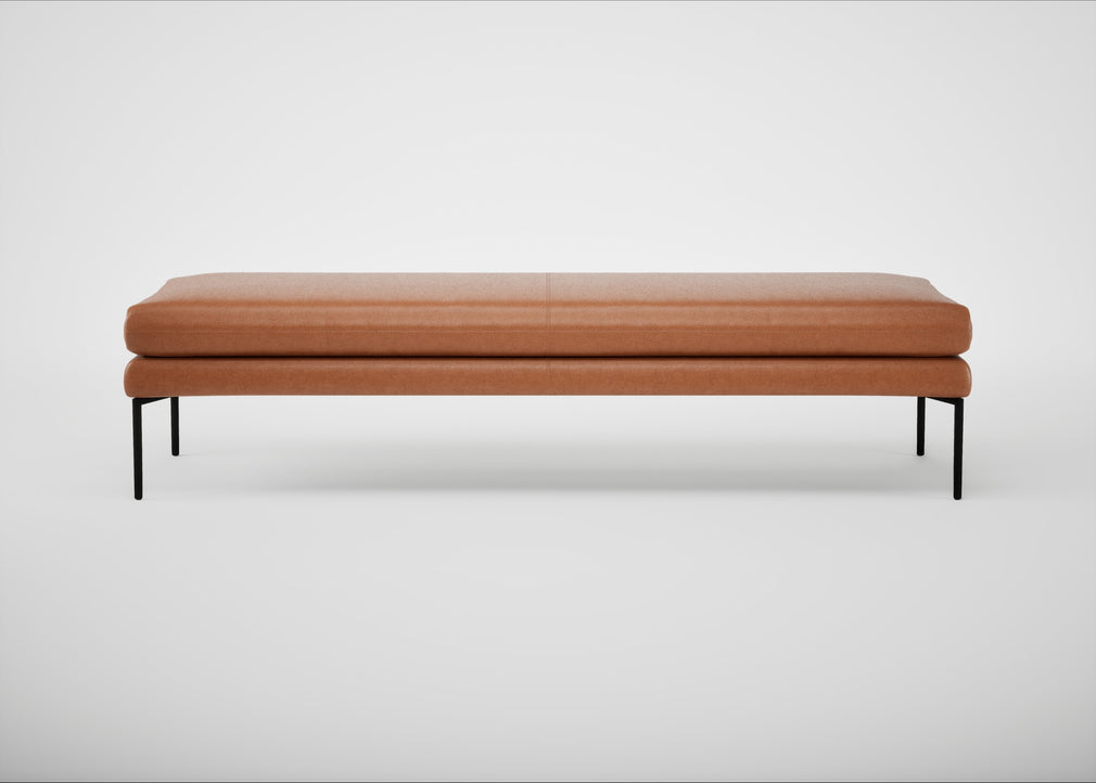Matera Bench Linea Leather Brown 680 / Black / 180cm