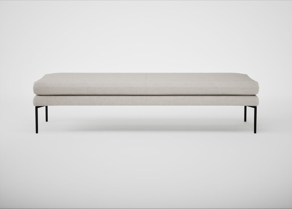 Matera Bench Linea Leather White 634 / Black / 180cm