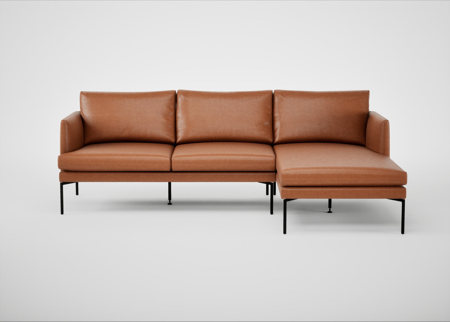 Matera Right Hand Facing Chaise Sofa Linea Leather Brown 680 / Black