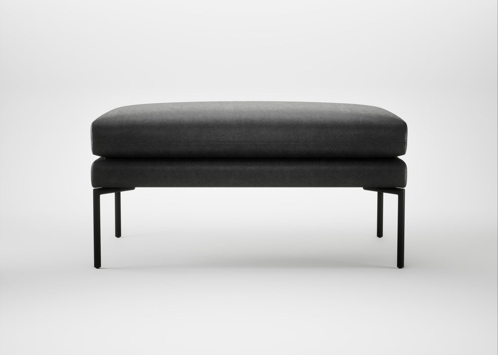 Matera Ottoman Linea Leather Black 622 / Black
