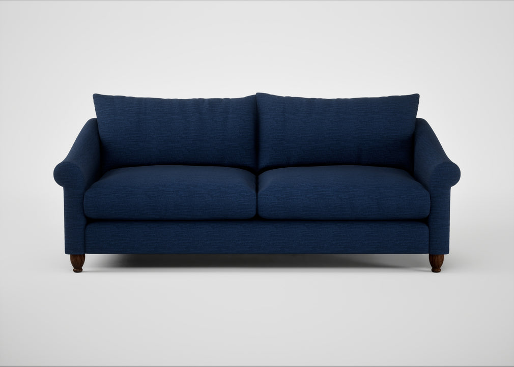Devon 4 Seater Sofa Broad Weave Lagoon / Walnut Stained