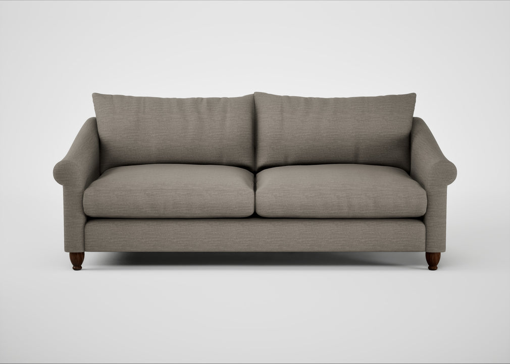 Devon 4 Seater Sofa Broad Weave Pebble / Walnut Stained