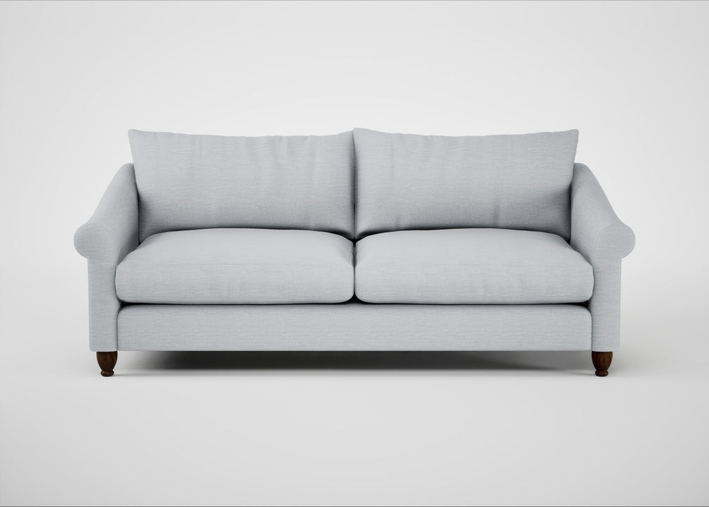 Devon 4 Seater Sofa Broad Weave Tin / Walnut Stained