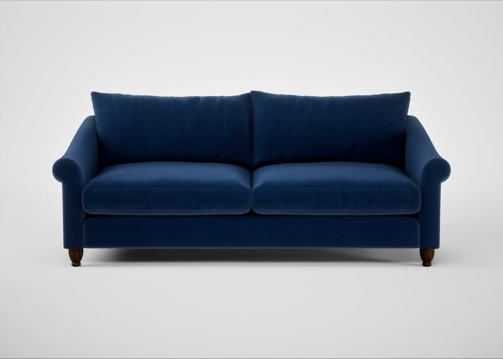 Devon 4 Seater Sofa Cotton Velvet Midnight / Walnut Stained