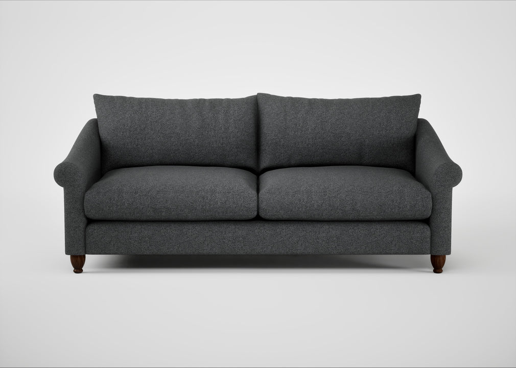 Devon 4 Seater Sofa Melton Wool Granite / Walnut Stained