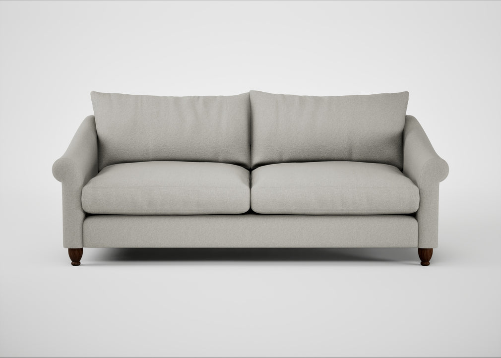 Devon 4 Seater Sofa Melton Wool Limestone / Walnut Stained