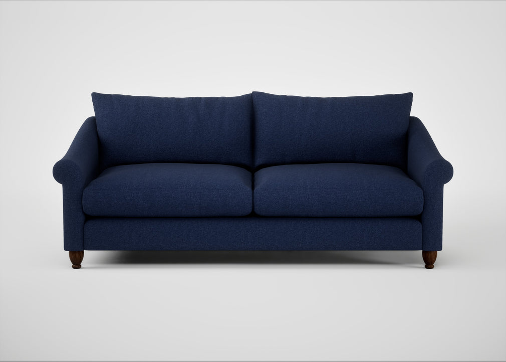 Devon 4 Seater Sofa Melton Wool New Navy / Walnut Stained