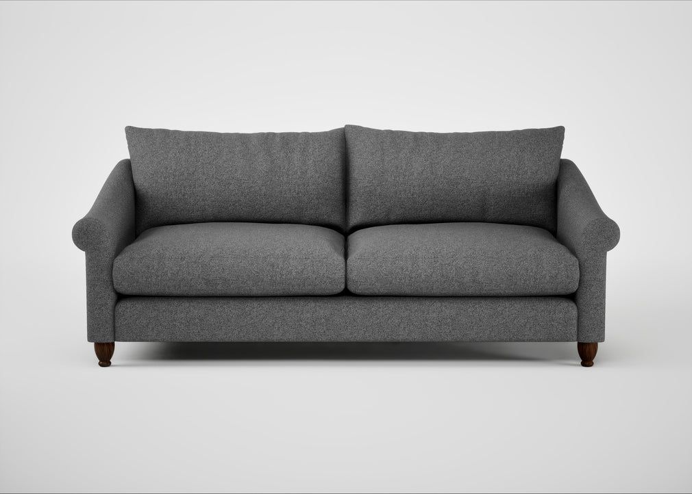 Devon 4 Seater Sofa Melton Wool Shale / Walnut Stained