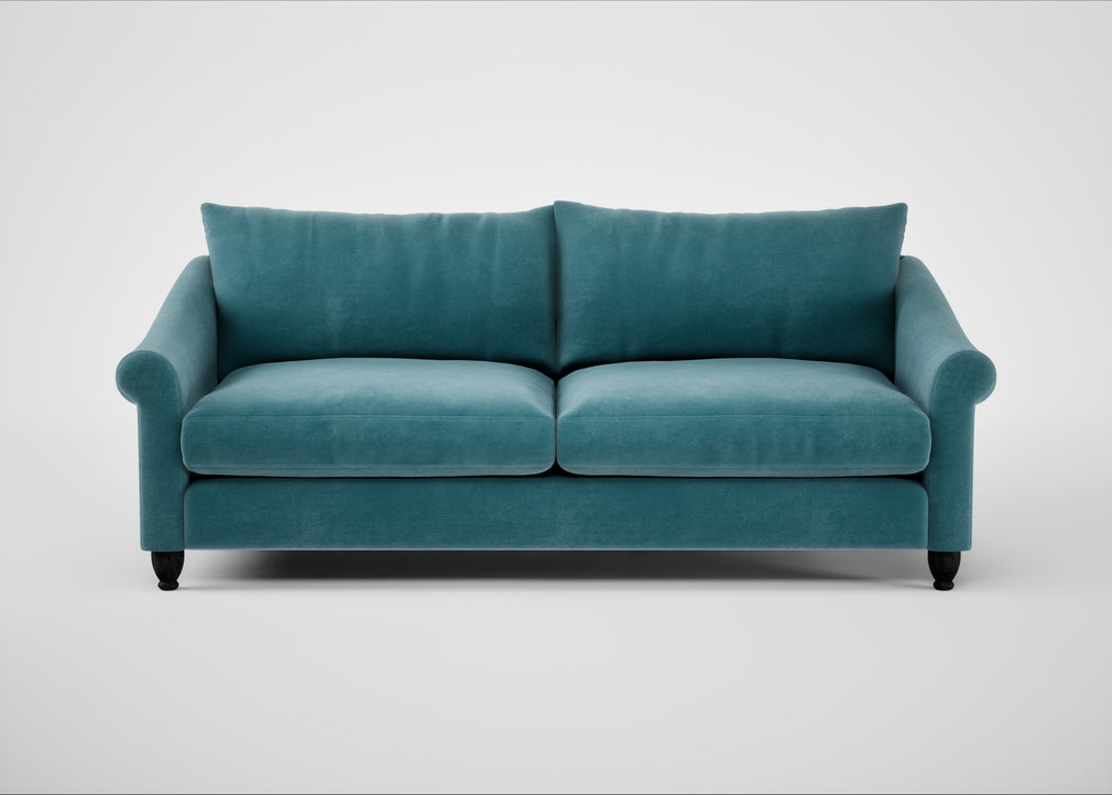 Devon 4 Seater Sofa Smart Luxe Velvet Airforce Blue / Black