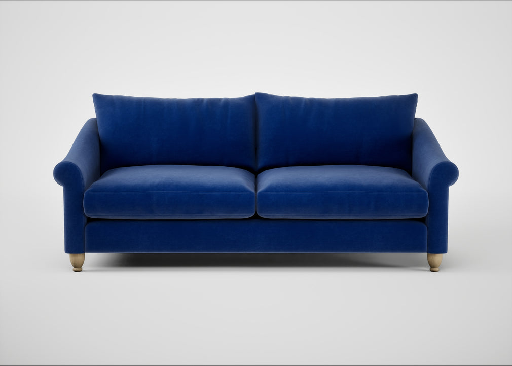 Devon 4 Seater Sofa Smart Luxe Velvet Azure / Natural