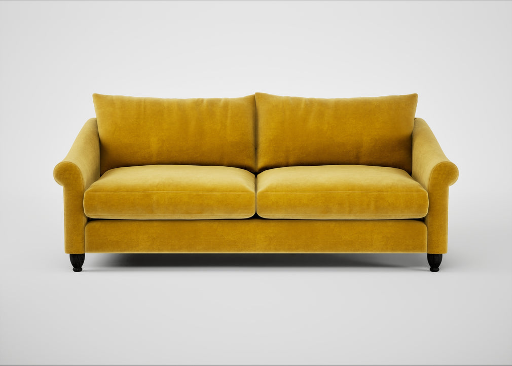 Devon 4 Seater Sofa Smart Luxe Velvet Canary / Black