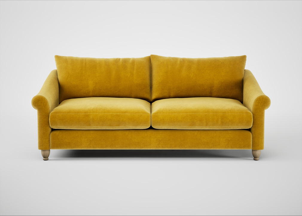 Devon 4 Seater Sofa Smart Luxe Velvet Canary / Natural