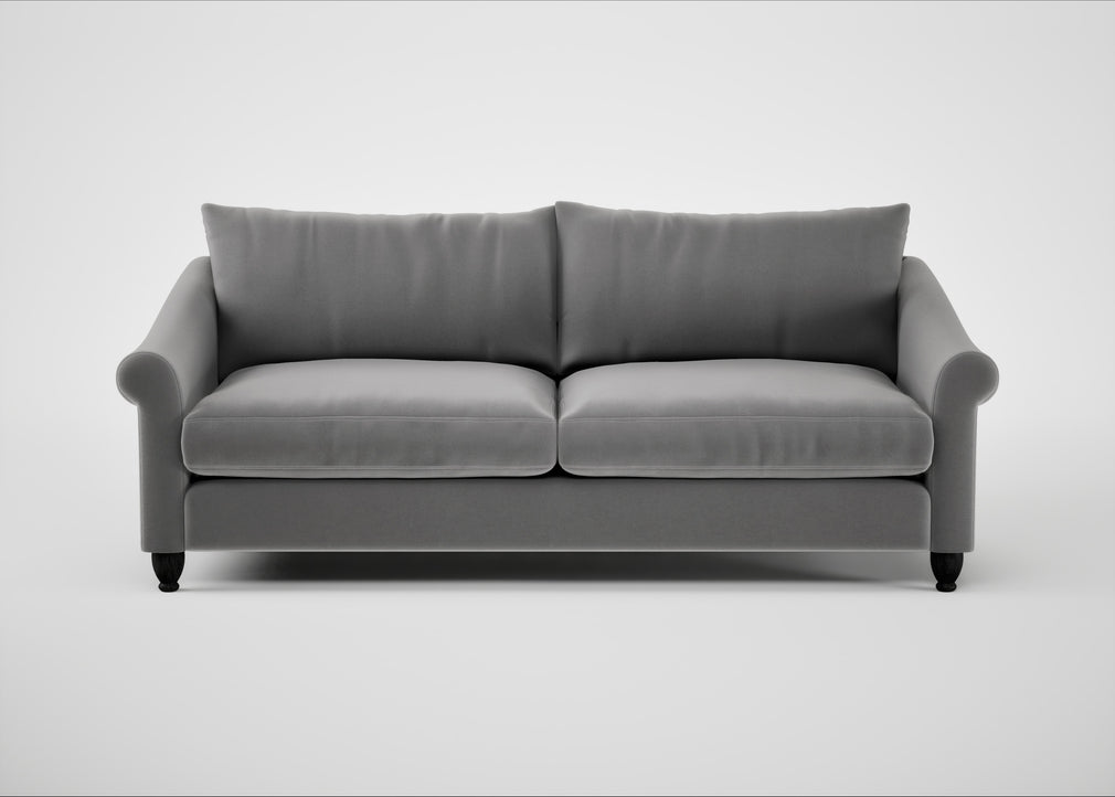 Devon 4 Seater Sofa Smart Velvet Mercury / Black