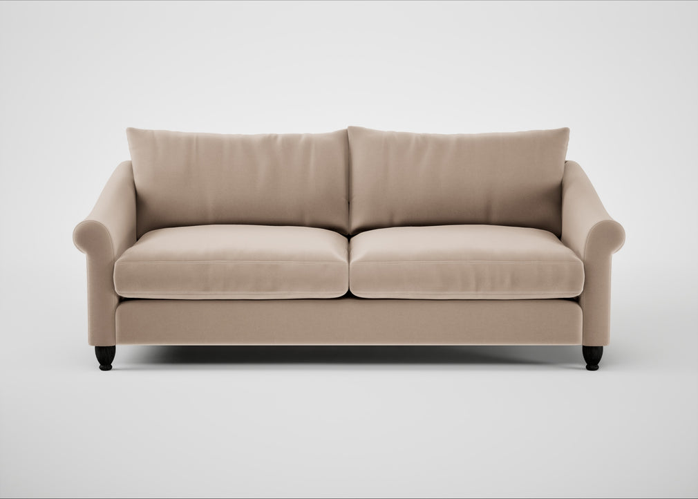 Devon 4 Seater Sofa Smart Velvet Pebble / Black
