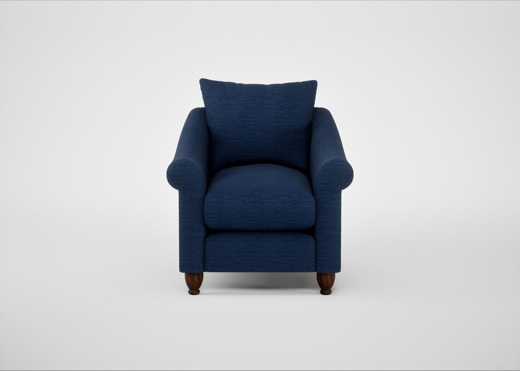 Devon Armchair Broad Weave Lagoon / Walnut Stained