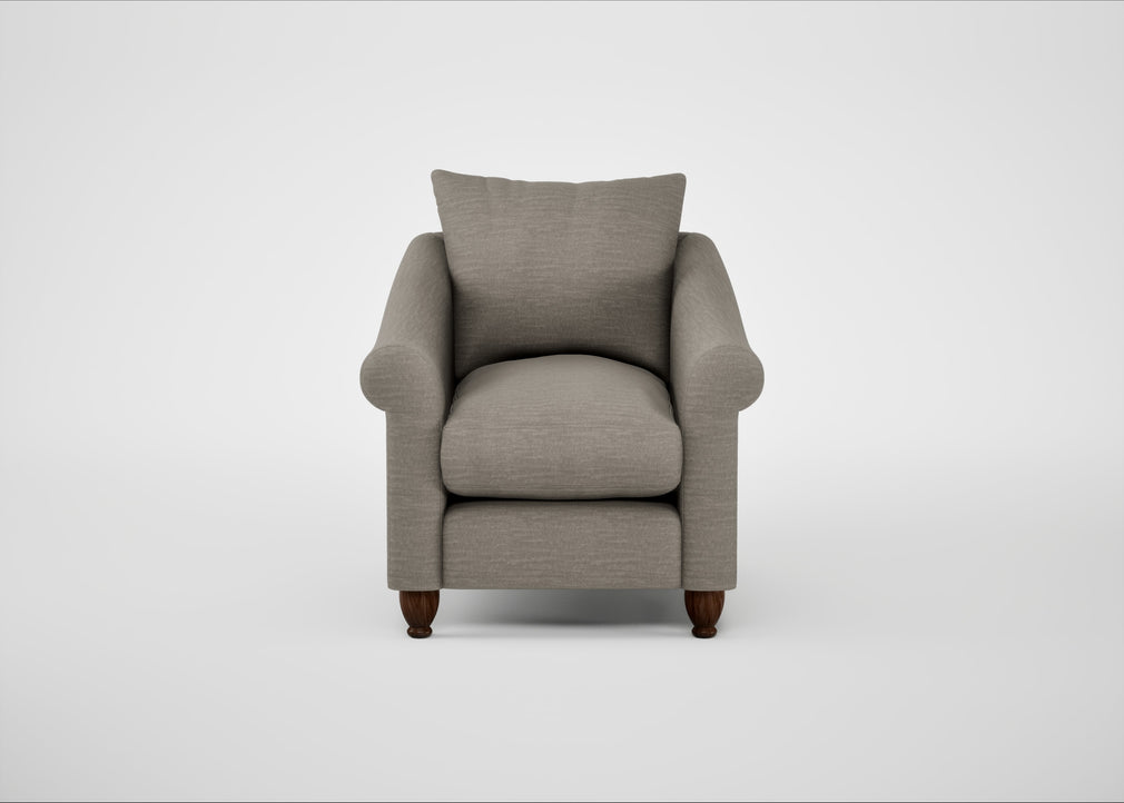 Devon Armchair Broad Weave Pebble / Walnut Stained