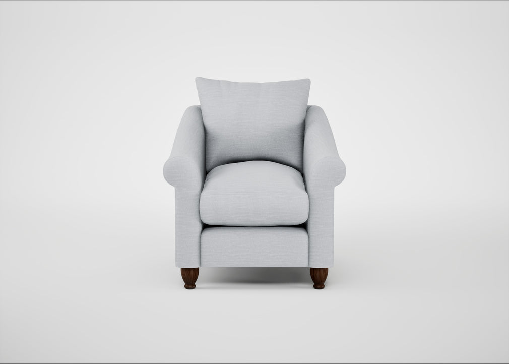 Devon Armchair Broad Weave Tin / Walnut Stained