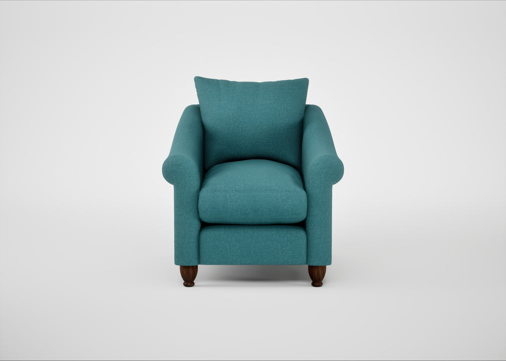 Devon Armchair Brushed Cotton Cadet / Walnut Stained