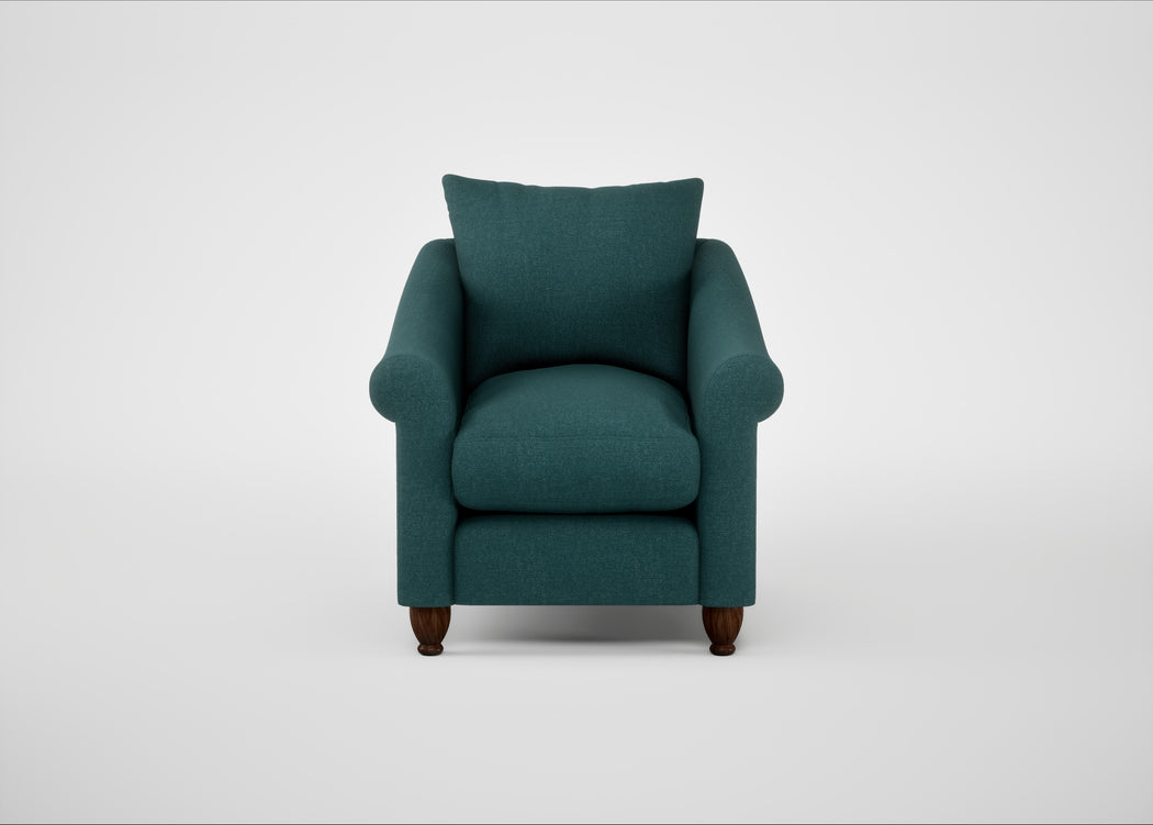 Devon Armchair Brushed Cotton Pine / Walnut Stained