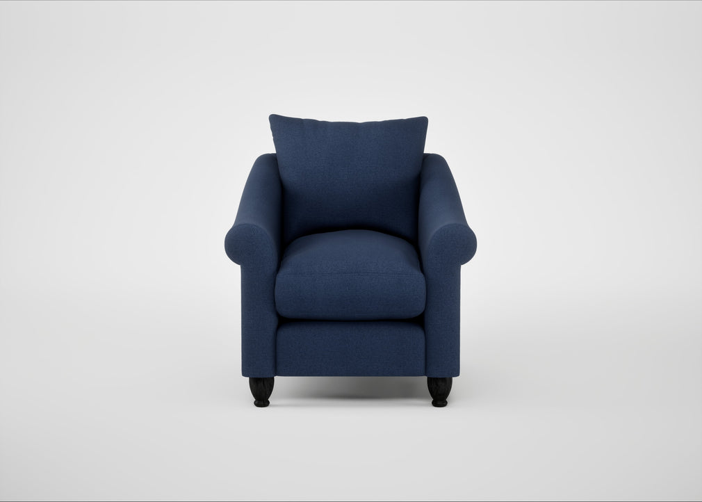 Devon Armchair Capelo Linen-Cotton Inkspot / Black