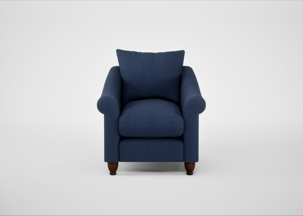 Devon Armchair Capelo Linen-Cotton Inkspot / Walnut Stained