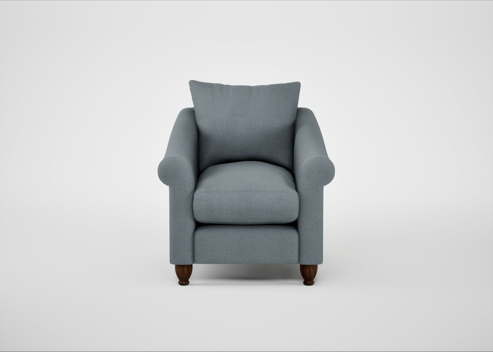 Devon Armchair Capelo Linen-Cotton Mineral / Walnut Stained