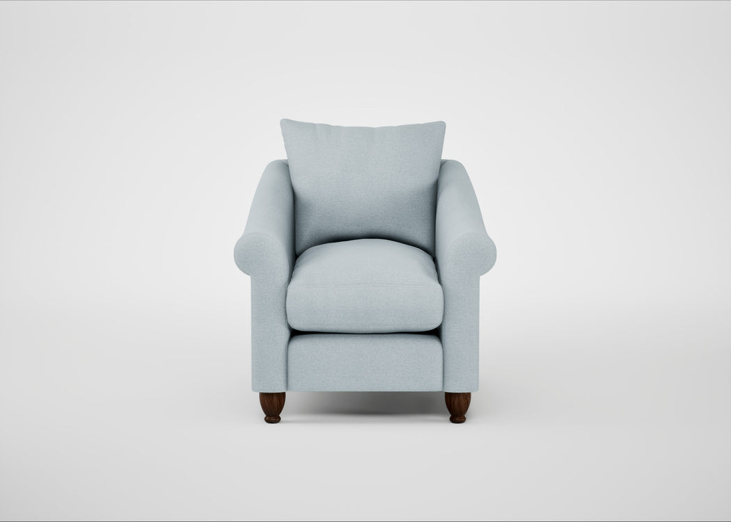 Devon Armchair Capelo Linen-Cotton Sea Shanty / Walnut Stained