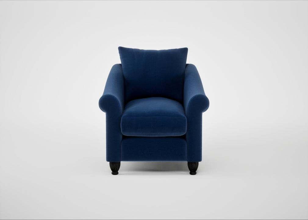 Devon Armchair Cotton Velvet Midnight / Black