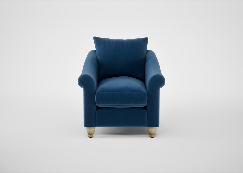 Devon Armchair Cotton Velvet Petrol / Natural