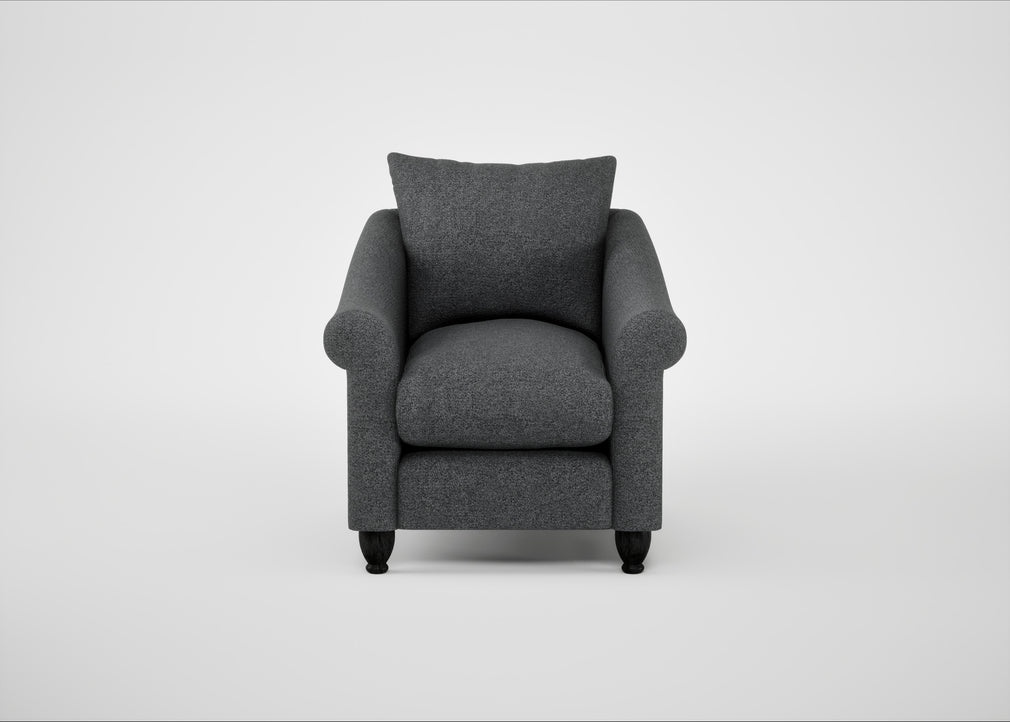 Devon Armchair Melton Wool Granite / Black