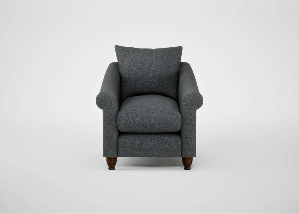 Devon Armchair Melton Wool Granite / Walnut Stained