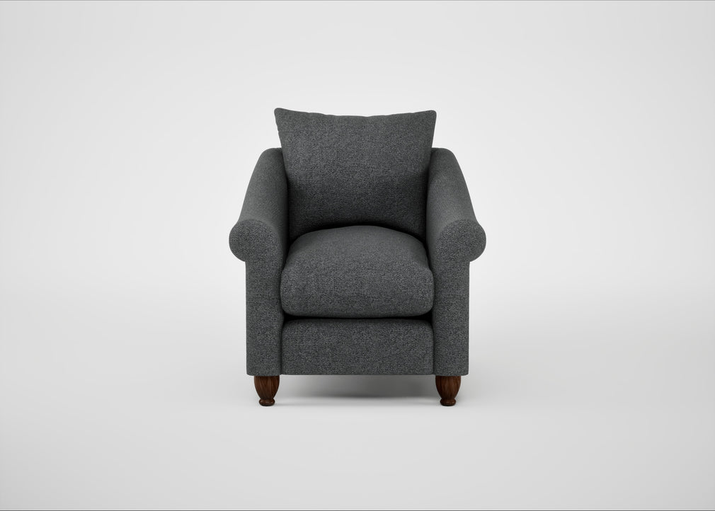 Devon Armchair Melton Wool Granite / Walnut Stained