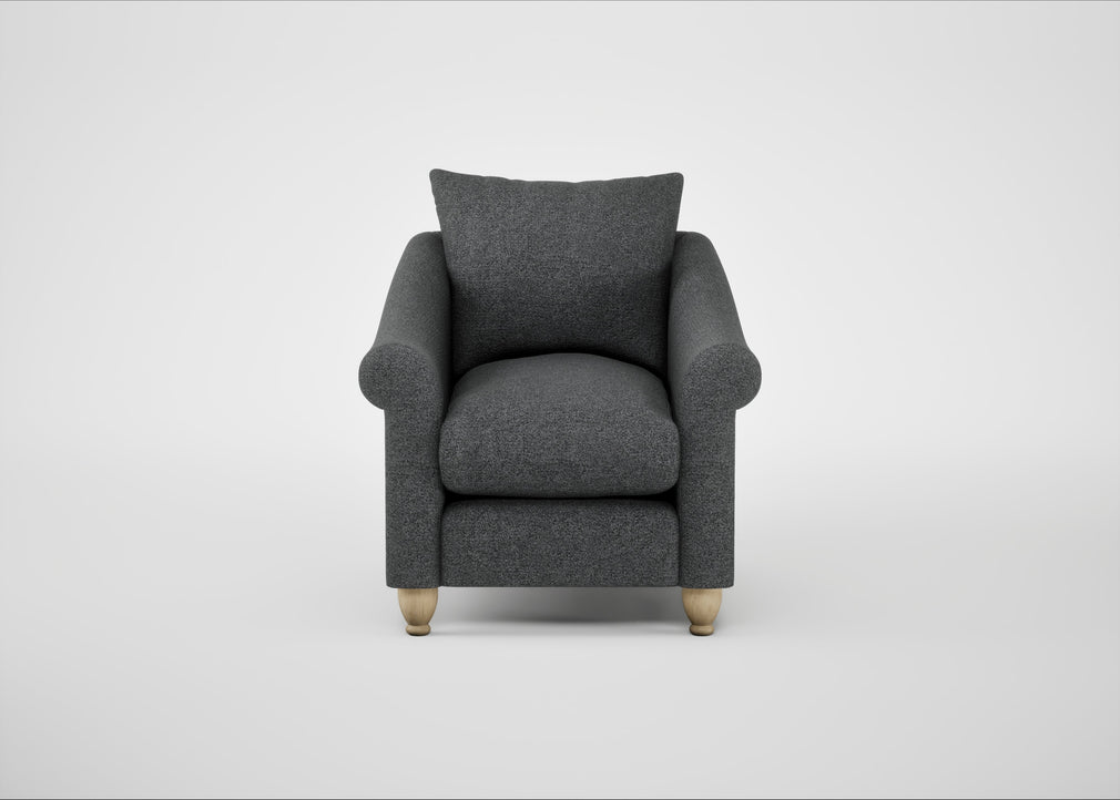Devon Armchair Melton Wool Granite / Natural