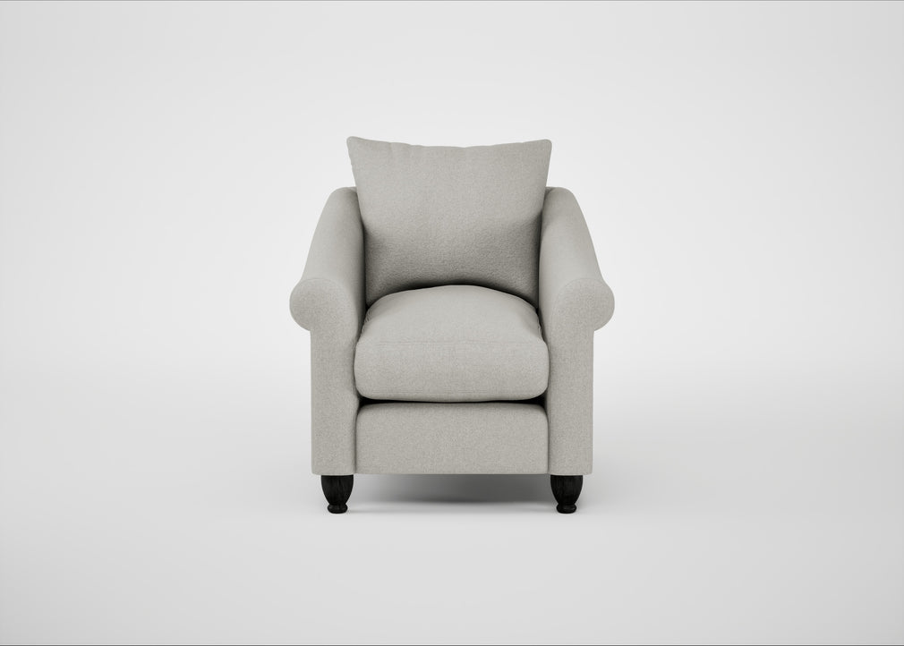 Devon Armchair Melton Wool Limestone / Black