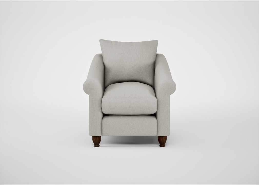 Devon Armchair Melton Wool Limestone / Walnut Stained