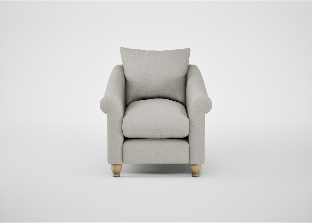 Devon Armchair Melton Wool Limestone / Natural