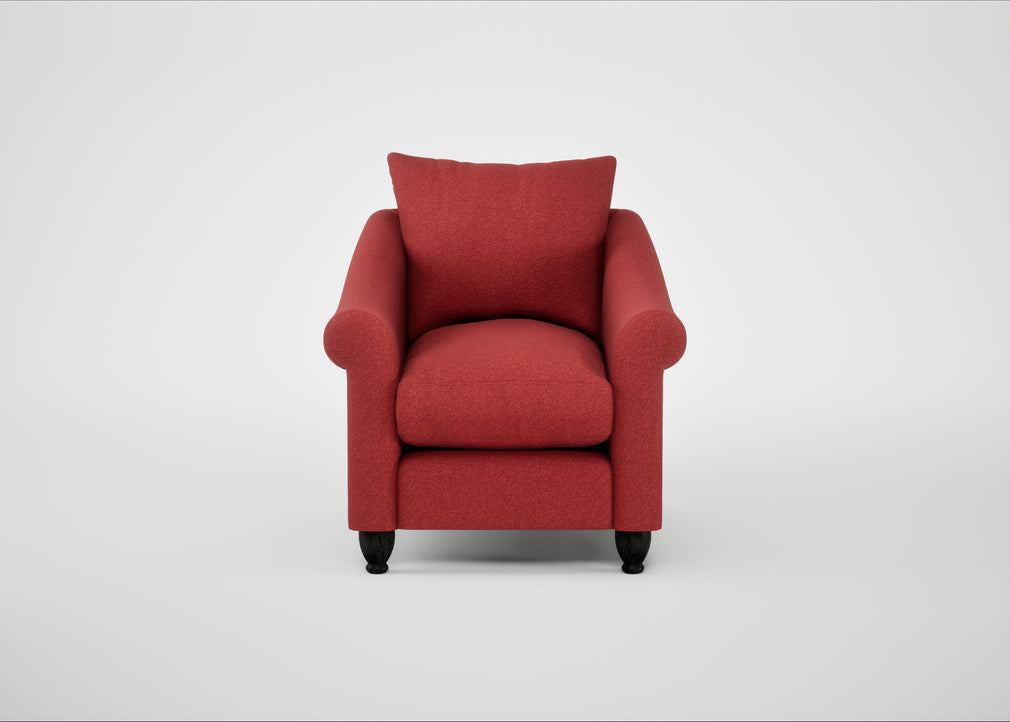 Devon Armchair Melton Wool Red Oxide / Black
