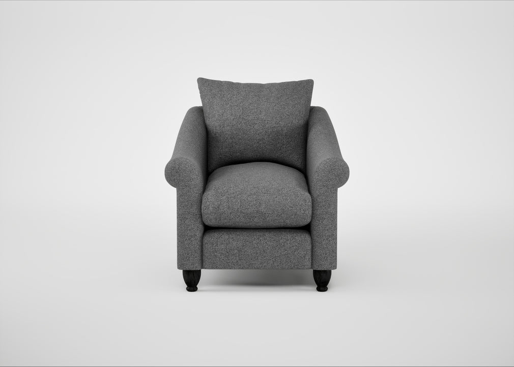 Devon Armchair Melton Wool Shale / Black