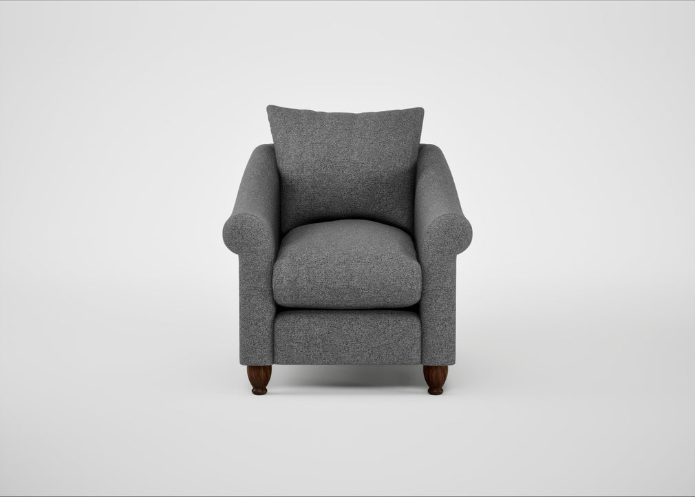 Devon Armchair Melton Wool Shale / Walnut Stained