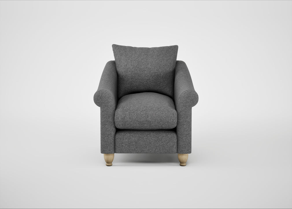 Devon Armchair Melton Wool Shale / Natural
