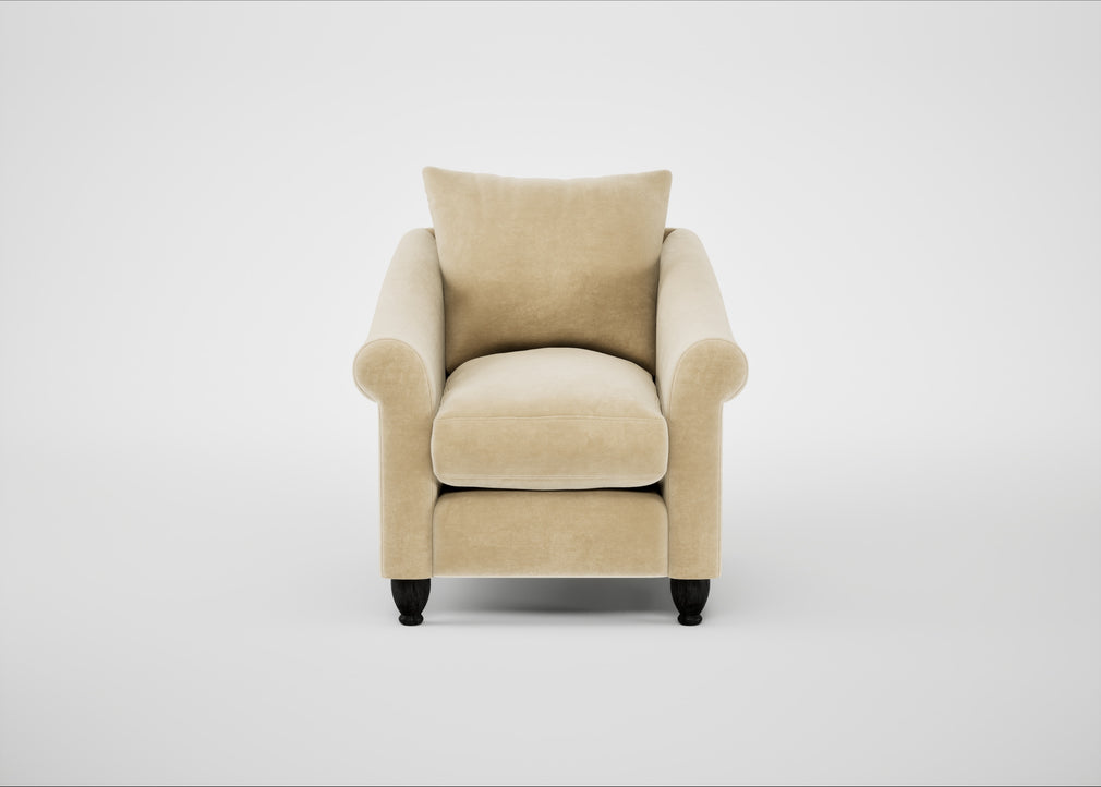 Devon Armchair Smart Luxe Velvet Biscuit / Black