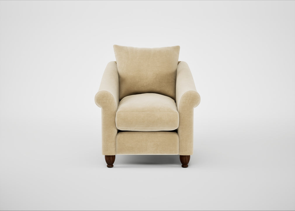 Devon Armchair Smart Luxe Velvet Biscuit / Walnut Stained