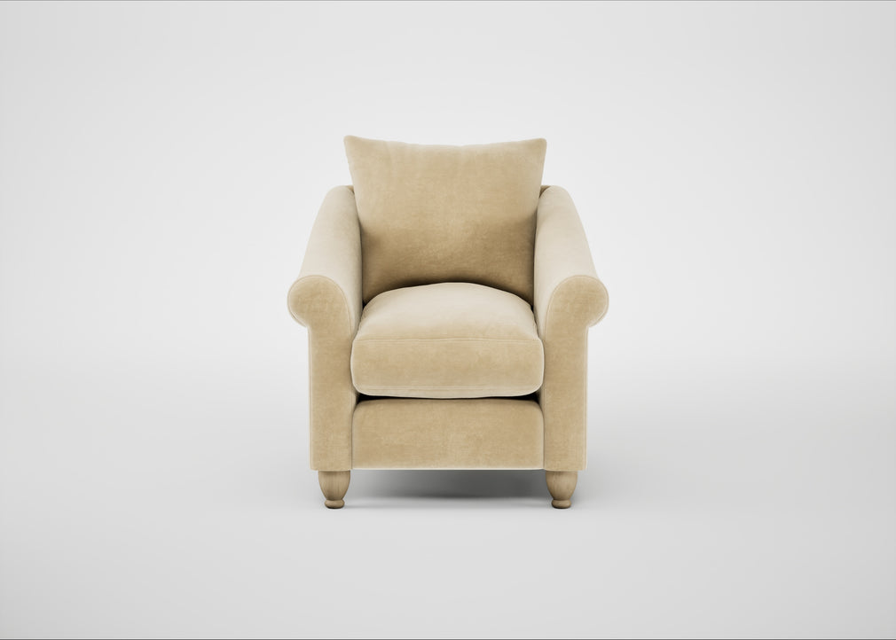 Devon Armchair Smart Luxe Velvet Biscuit / Natural