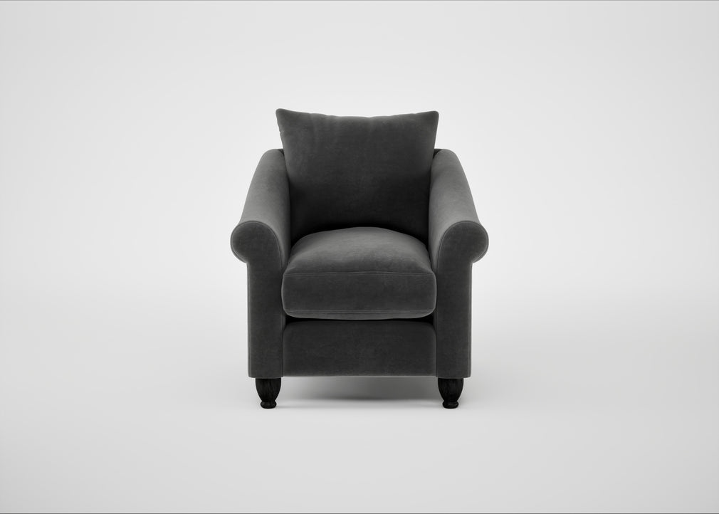 Devon Armchair Smart Luxe Velvet Nickel / Black