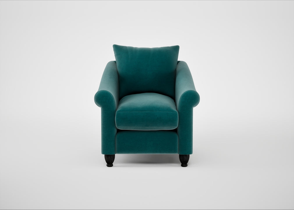Devon Armchair Smart Luxe Velvet Ocean Green / Black