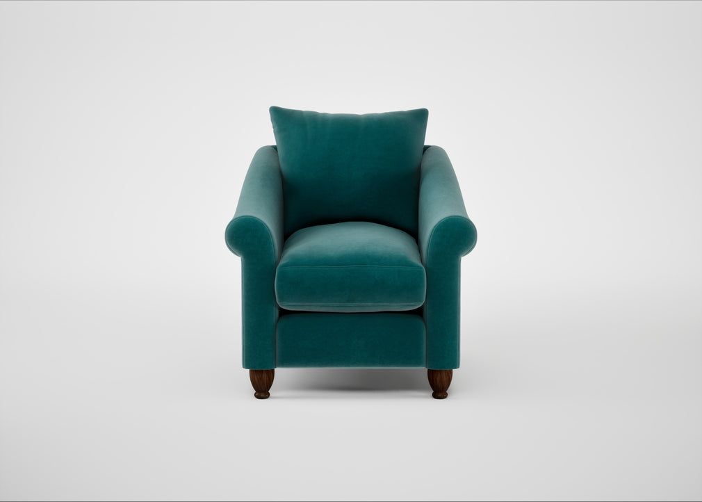 Devon Armchair Smart Luxe Velvet Ocean Green / Walnut Stained